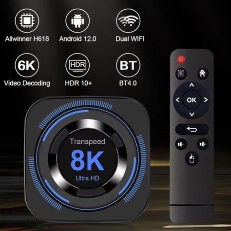 Transspeed 8K H618 2GB/16GB Dual Wifi Android 12 Preto – Android TV