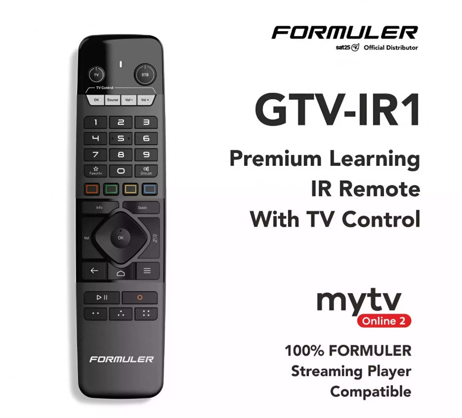 Mando Formuler Universal GTV-IR1 – Compatível com todos os modelos Formuler (Z7+, Z8, Z10 SE, Z11, Z12, GTV)