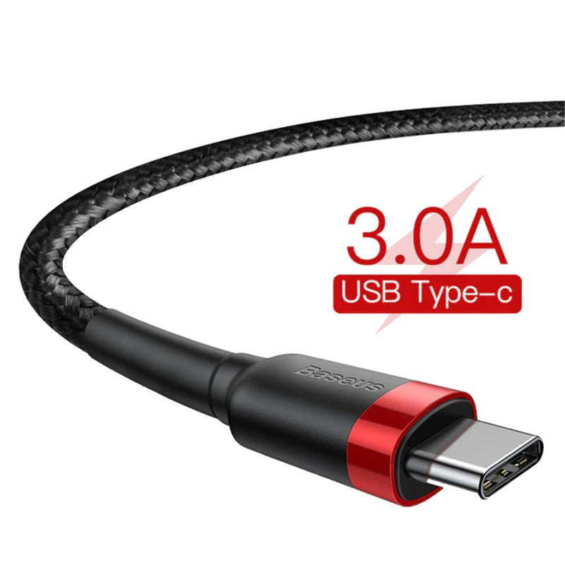 Baseus Cafule Cabo USB-A para USB Tipo-C 1M – Carga Rápida 3.0 – Preto