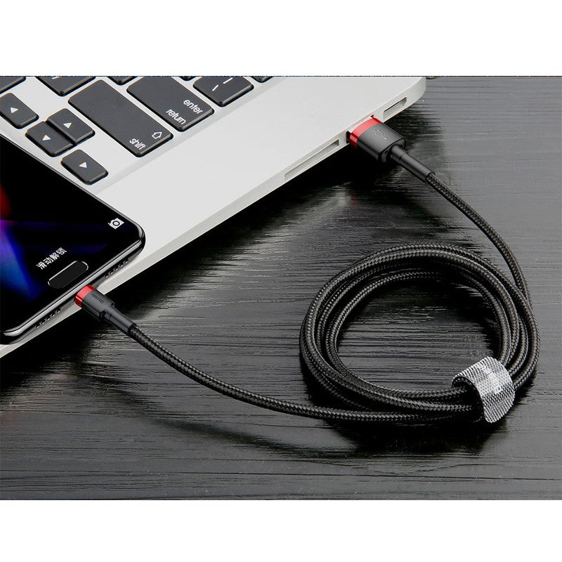 Baseus Cafule Cabo USB-A para USB Tipo-C 1M – Carga Rápida 3.0 – Preto