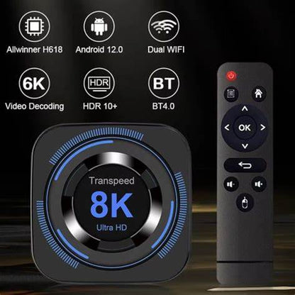 Transspeed 8K H618 2GB/16GB Dual Wifi Android 12 Preto – Android TV