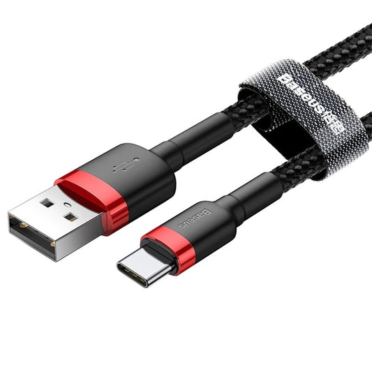 Baseus Cafule Cabo USB-A para USB Tipo-C 1M – Carga Rápida 3.0 – Preto