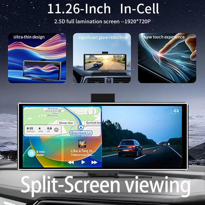 Dash Cam SD12602 — Ecrã Tátil 11,26" 4K • CarPlay / Android Auto • Câmara Traseira